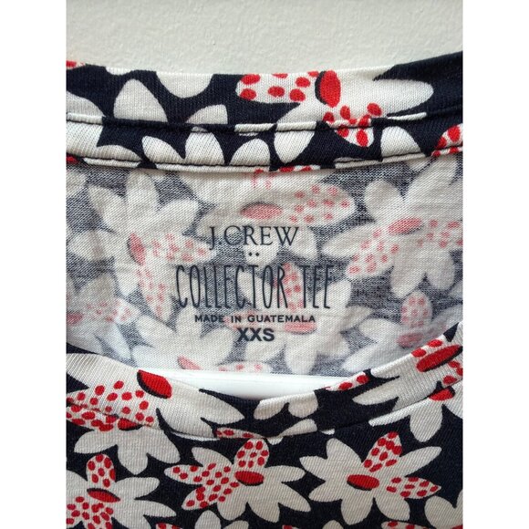 J.Crew Collector Tee XXS Floral Print Cotton Navy/White/Red Short Sleeve Womens - Picture 3 of 3